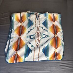 Pendleton Poncho Youth Kids Towel Terry Cloth Aztec Geometric Beach Blue
